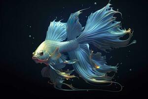 3d rendering. fish on black background. Generative AI photo