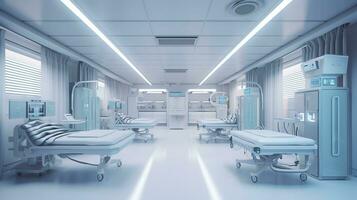 cuidado de la salud tema 3d ilustración de un vacío emergencia habitación. ai generativo foto