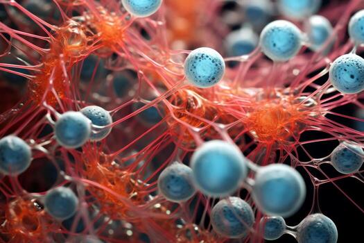 Microsopic of bacteria fungus.medical and science research concept.colorful color.generative ai photo