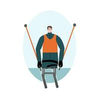 Three december world day of disabled people vector logo design.Man without legs skiing.