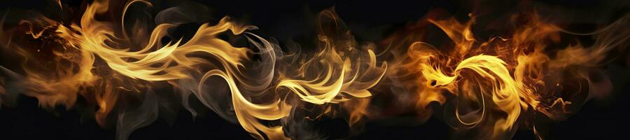 Fire flames on black background. AI Generative photo