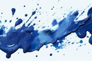 Close up of blue paint shapes on white background with copy space. AI Generative photo