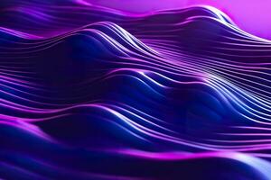 3D renders technological waves with purple, and vibrant colors. AI Generative photo