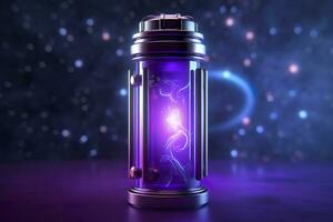 Purple Sci Fi Energy Flask with Pure Background. AI Generative photo