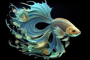3d rendering. fish on black background. Generative AI photo