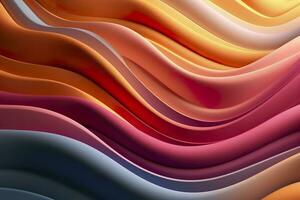 Abstract 3D Render. Colorful Background Design with Soft, Wavy Waves. Modern Abstract Wave Background. AI Generative photo