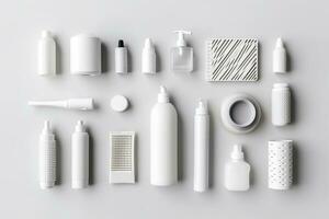 cosmetic beauty products containers on white background. Generative AI photo