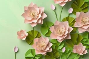 Lotus Flowers. A Shadow Box Paper Craft. Generative AI photo