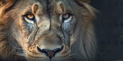 Close up of an African lion. Generative AI photo