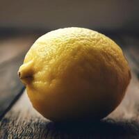 lemon on wooden background. AI Generative photo