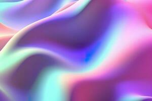 Gradient holographic Iridescent waves, frosted glass, soft textured gradient, and isometric, reflections. AI Generative photo