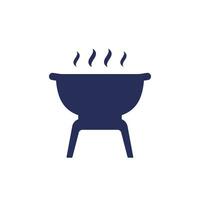 icono de parrilla de barbacoa en blanco vector