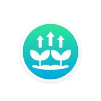 incrementar planta crecimiento redondo icono, vector