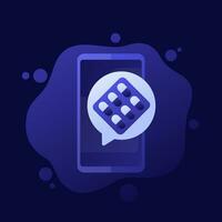 pill reminder app icon with a phone, vector design