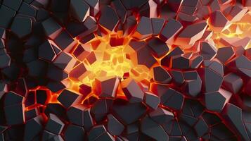 Abstract geometric background. Explosion power design with the crushing surface. 3d illustration. AI Generative photo