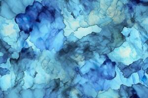 Blue alcohol ink background. Abstract delicate winter season texture. AI Generative photo