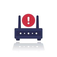 router, modem error icon, flat vector