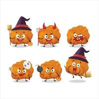 Halloween expression emoticons with cartoon character of karage vector