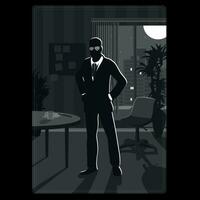 Office worker silhouette card. Dark illustration of an office worker vector