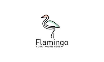 Flamingo logo concept design. Line art vector illustration