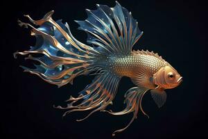 3d rendering. fish on black background. Generative AI photo