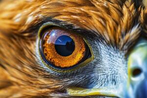 águila ojo. un cerca Mira a el visión de el Rey de aves. ai generativo foto