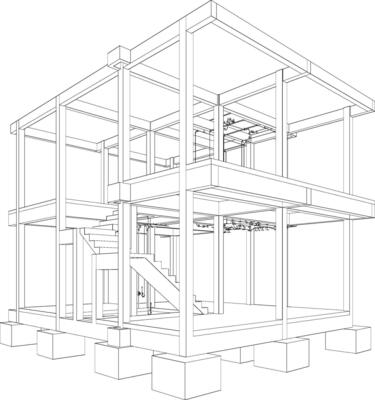 3D illustration of building and construction