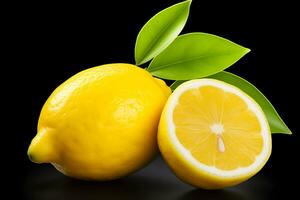 lemon fruit isolated on black background AI Generated photo