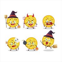 Halloween expression emoticons with cartoon character of mexican pizza vector