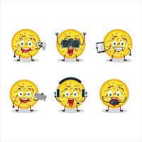 Mexican pizza cartoon character are playing games with various cute emoticons vector