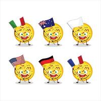 Mexican pizza cartoon character bring the flags of various countries vector