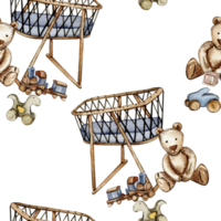 aguarela desatado padrão, desenho animado estilo brinquedos para bebê. png