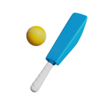 Cricket, bat and ball sport equipment 3D render icon png