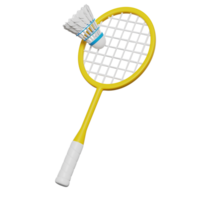 badminton, racchetta con un' volano, racchetta sport 3d rendere icona png