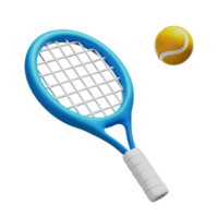 Tennis sport. Racket and ball 3D render icon png