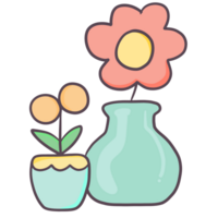 Flowers and vases, minimalist style png