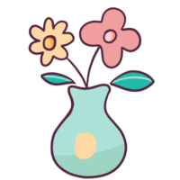 Flowers and vases, minimalist style png