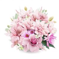 pink bouquet flowers isolated on white background. AI Generative photo