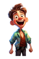 AI Generated white kid boy smiling in joy and laughing, isolated illustration, cartoon style character, transparent background png