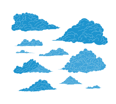 abstrato padronizar do nuvens, desenho animado nuvens ícone definir, cloudscape dentro plano estilo png