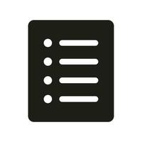 List icon, Menu symbol, Checklist icon solid style, glyph flat icon. Vector design element.