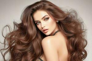 beautiful woman fashion model with long hair. Pro Photo