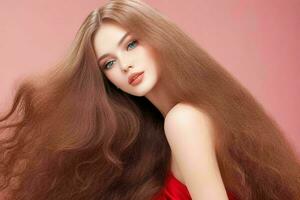 beautiful woman fashion model with long hair. Pro Photo