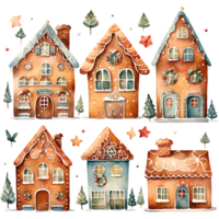 Weihnachten Lebkuchen Haus Aquarell Sublimation ai generativ png