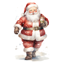 jul santa claus karaktär vattenfärg transparent bakgrund ai generativ png