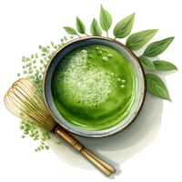 cremoso matcha verde tè e menta foglia clipart sublimazione ai generativo png