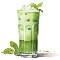 cremoso matcha verde tè e menta foglia clipart sublimazione ai generativo png