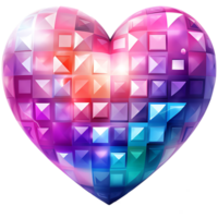 Heart with colorful mosaic on a transparent background AI Generative png