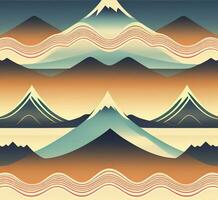 Japanese background with line wave pattern vector. Abstract template with geometric pattern. Mountain layout design in oriental style. photo