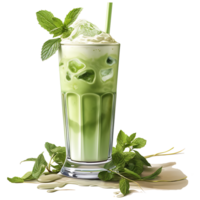 cremoso matcha verde chá e hortelã folha clipart sublimação ai generativo png